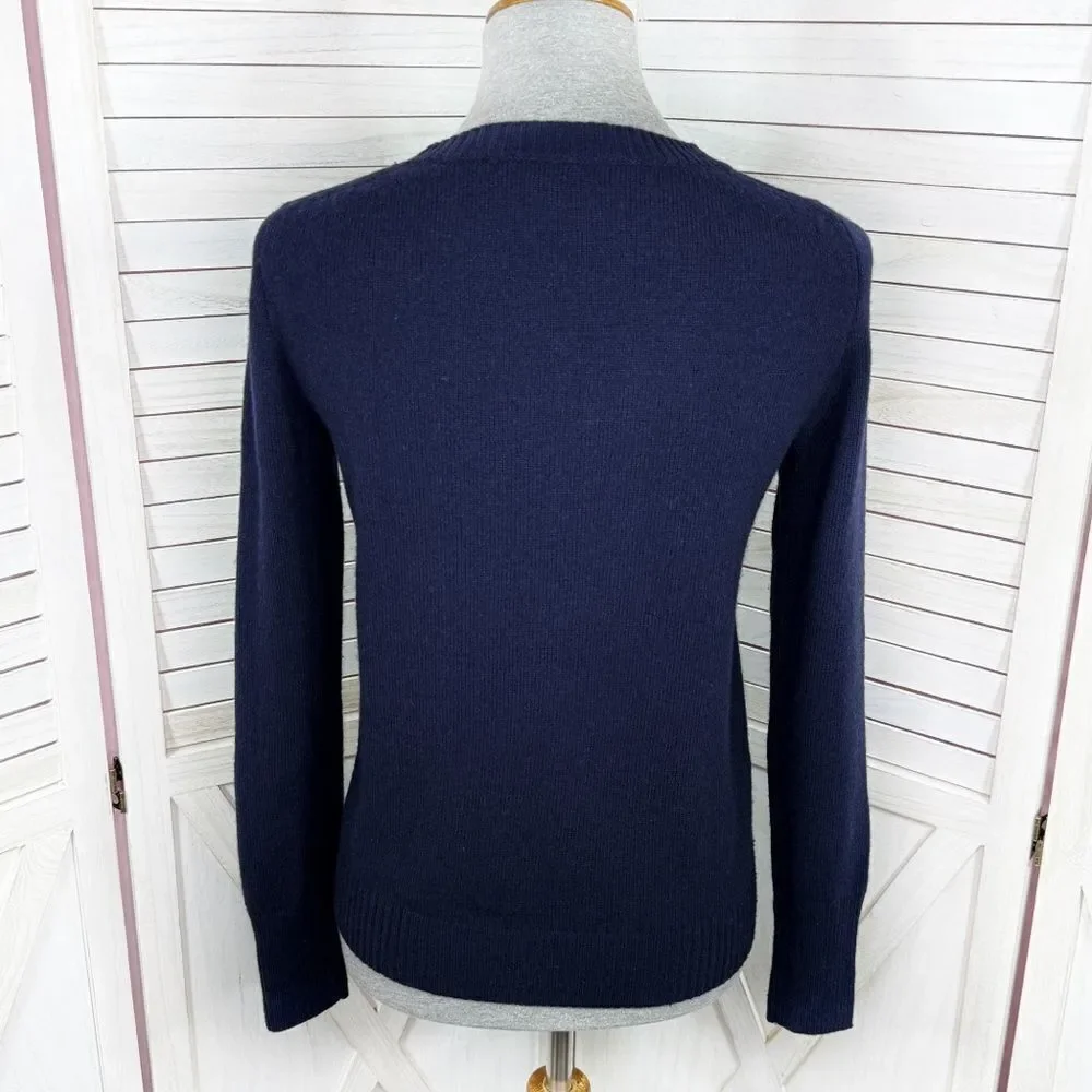 J. Crew Aztec Fair‎ Isle Jacquard Stich Wool Sweater Blue XS Crewneck Pullover